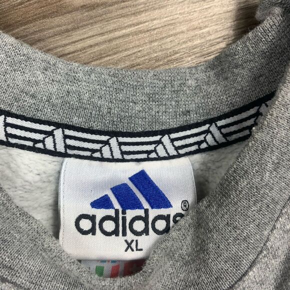 Vintage Grey Adidas Crewneck 3 Striped Long SleeveSweatshirt Men’s Size XL - Picture 2 of 7